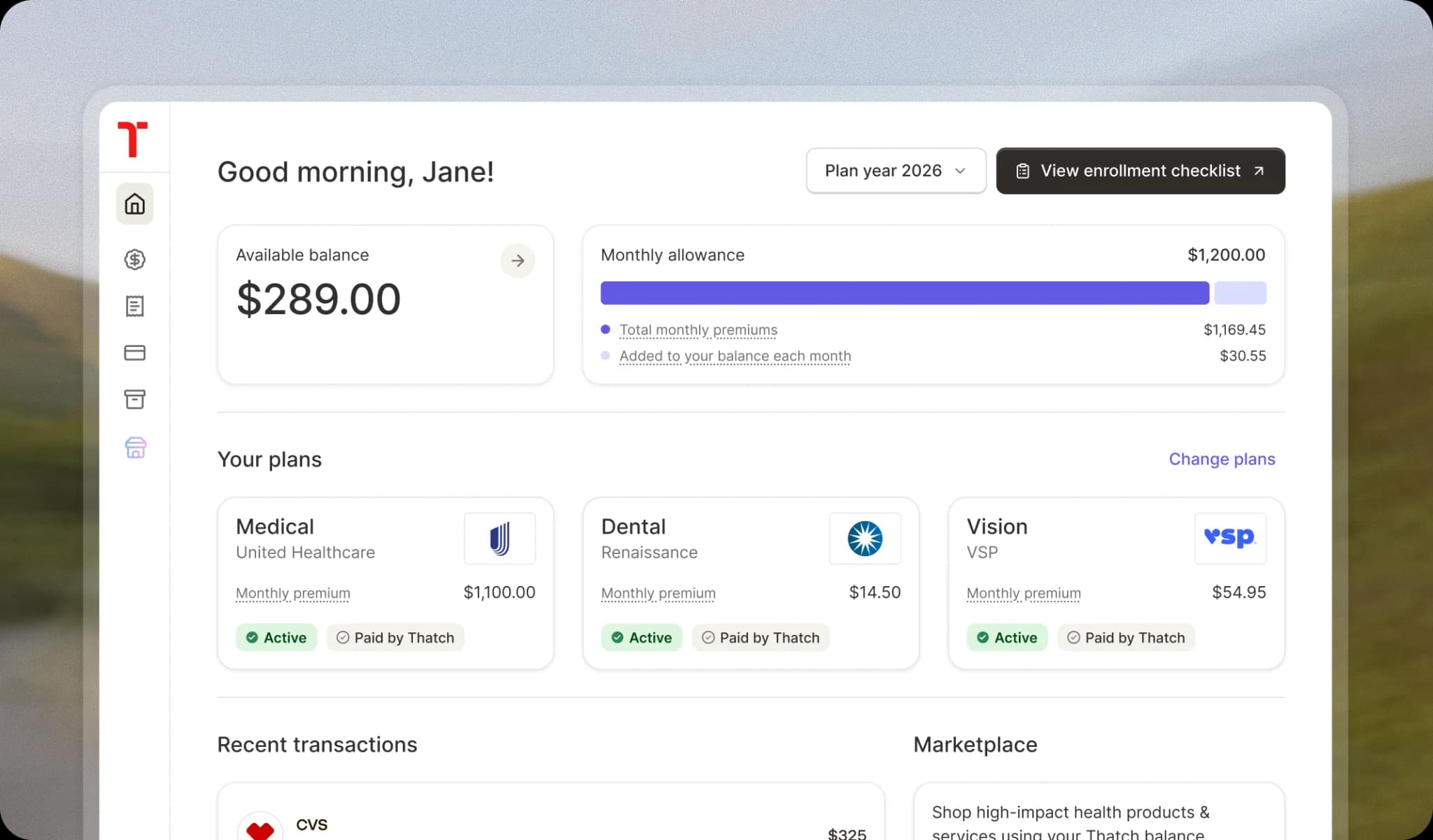Thatch dashboard UI